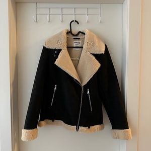 Faux Sherling Suede Aviator Jacket (Size S)